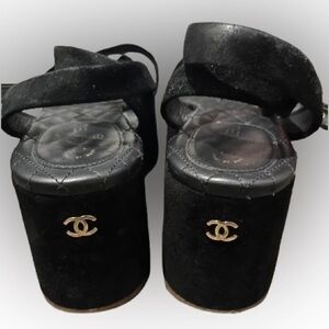 Chanel quilted calfskin platform sandals